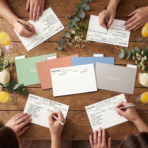 Recipe Cards 4x6 with Dividers Set - 50 Blank Double Sided White Kraft Refills for Recipe Box - 300gsm Thick Foldable Index Cards for Bridal Shower Wedding Housewarming Gift in Saudi Arabia