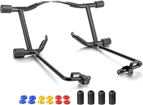 واقيات Mofun SaddleBag مع مجموعة أنبوبية سفلية متوافقة مع Harley Touring 2014-2022، طقم قضيب التصادم الخلفي مقاس 1.25 بوصة يناسب Street Glide Road Electra Glide Road King Ultra Limited 2014-2022، أسود لامع in Kuwait