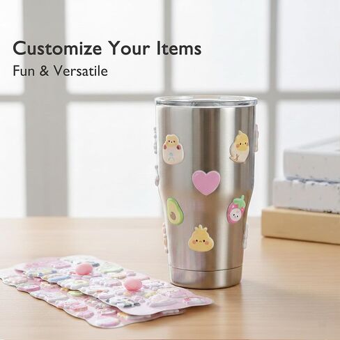 Cute 3D Stickers Bubble Foam Puffy Stickers 80+ Kawaii Animal Cartoon Decorative Decals, DIY Decor for Scrapbooks, Phone Cases, Notebooks, Water Bottles (4 Sheets) in Saudi Arabia