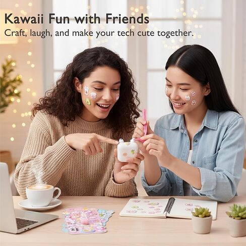 Cute 3D Stickers Bubble Foam Puffy Stickers 80+ Kawaii Animal Cartoon Decorative Decals, DIY Decor for Scrapbooks, Phone Cases, Notebooks, Water Bottles (4 Sheets) in Saudi Arabia