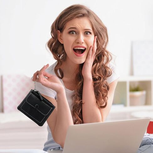 قطعتان من محفظة النقود المعدنية النسائية من البولي يوريثان، حقيبة عملات متعددة الوظائف مع جيب سريع وحلقة مفاتيح، محفظة كلاسيكية لتغيير الموضة لتخزين البطاقات (أزرق) in Saudi Arabia