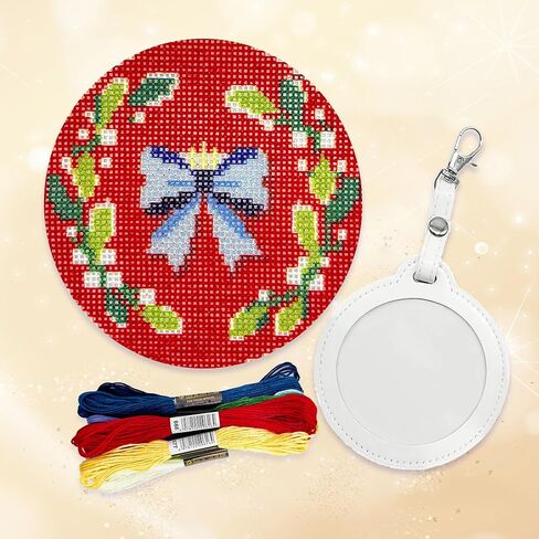 Howie's Needlepoint Round Keychain Needlepoint Kits، 18CT مجموعات بداية النمط المطبوع، مجموعات قماش الأنماط المختومة (Seaturtle، 3.3 بوصة دائرية) in Kuwait