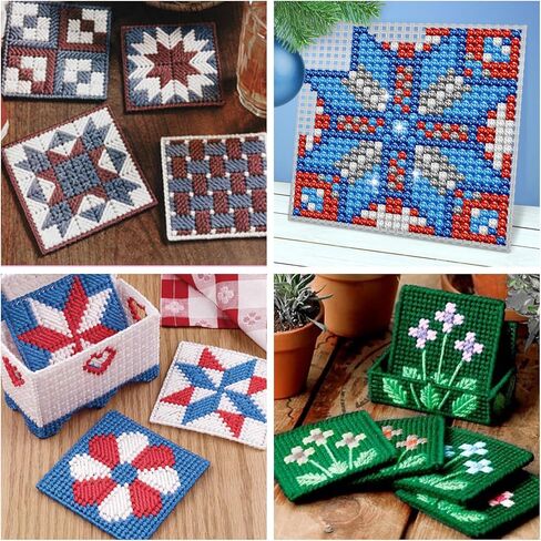 12 Pcs Plastic Mesh Canvas Sheets 10.6x10.6cm 27x27 Holes Cross Stitch Embroidery Needlepoint Craft Supplies for DIY Needlework and Quilting in Kuwait