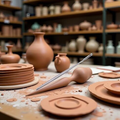 إبرة فضية صياغة عصا الفخار الطين أداة الحفر الفولاذ المقاوم للصدأ DIY أداة التفاصيل الحرفية إبرة غرامة وأدوات السيراميك والفخار in Kuwait