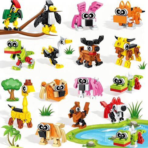 20 Pack Mini Animal Building Blocks Party Favors for Kids 4-8 8-12, 3-in-1 STEM Toys Goodie Bag Stuffers, Classroom Treasure Box Prizes, Birthday Pinata Fillers, Bulk Gifts for Boys Girls in Saudi Arabia