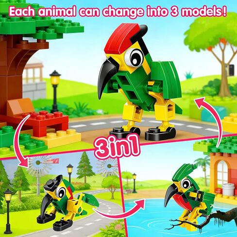 20 Pack Mini Animal Building Blocks Party Favors for Kids 4-8 8-12, 3-in-1 STEM Toys Goodie Bag Stuffers, Classroom Treasure Box Prizes, Birthday Pinata Fillers, Bulk Gifts for Boys Girls in Saudi Arabia