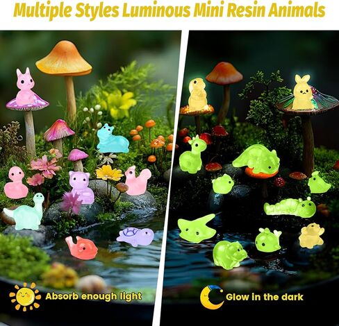 100 Pcs Mystery Bag Mini Resin Animals Glow in The Dark Blind Bag Party Favors Animal Resin Models for Fairy Garden Random Design in Saudi Arabia