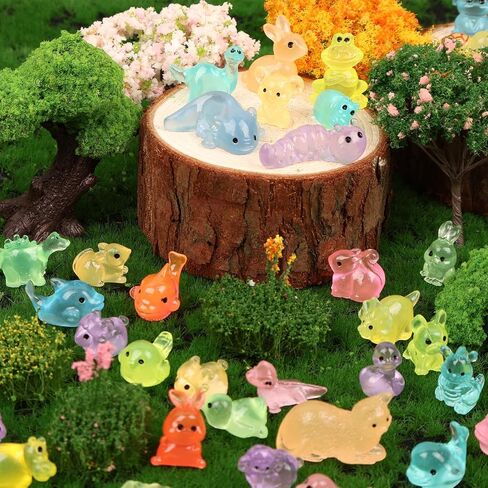 100 Pcs Mystery Bag Mini Resin Animals Glow in The Dark Blind Bag Party Favors Animal Resin Models for Fairy Garden Random Design in Saudi Arabia