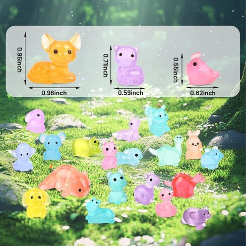 100 Pcs Mystery Bag Mini Resin Animals Glow in The Dark Blind Bag Party Favors Animal Resin Models for Fairy Garden Random Design in Saudi Arabia