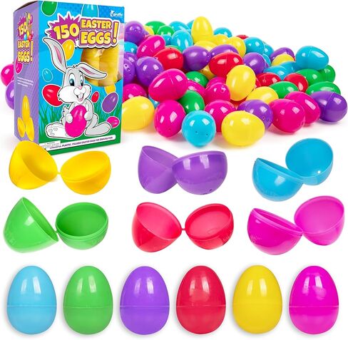 Giraffe 150 Pack Fillable Easter Eggs Bulk – Multi Color Empty Plastic Eggs for Kids - Easter Basket Stuffers for Kids Egg Hunt Prizes Party Favors Classroom Prizes Treasure Box Toys in Saudi Arabia
