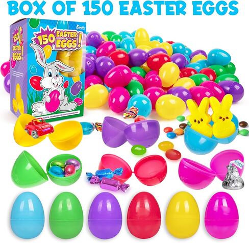 Giraffe 150 Pack Fillable Easter Eggs Bulk – Multi Color Empty Plastic Eggs for Kids - Easter Basket Stuffers for Kids Egg Hunt Prizes Party Favors Classroom Prizes Treasure Box Toys in Saudi Arabia