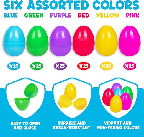 Giraffe 150 Pack Fillable Easter Eggs Bulk – Multi Color Empty Plastic Eggs for Kids - Easter Basket Stuffers for Kids Egg Hunt Prizes Party Favors Classroom Prizes Treasure Box Toys in Saudi Arabia