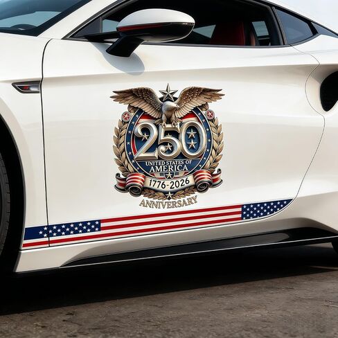5PCS 250 Anniversary USA Stickers (1776–2026), 250 Anniversary USA Window Decal, USA 250th Anniversary Birthday Patriotic Vinyl Sticker for Car Windows Refrigerator Laptop Truck SUV in Kuwait
