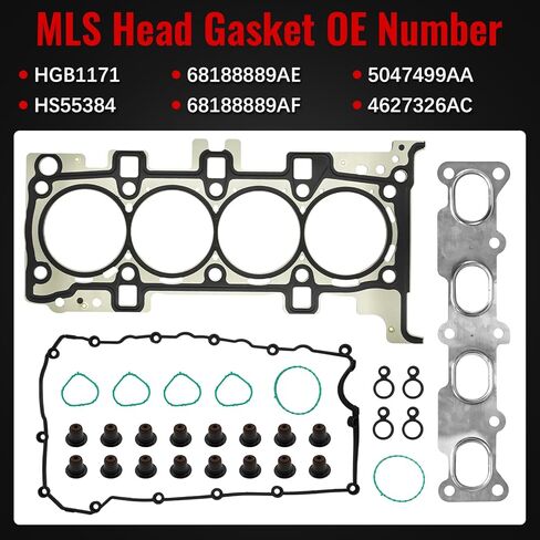 HS55384 HGB1171 مجموعة حشية الرأس مع مسمار لـ J-eep Cherokee Renegade 2.4 2014-2016، لـ Dodge Dart 2.4 L 2014-2016، لـ Chrysler 200 2.4 15-16، لـ Ram ProMaster Fiat 500X 2016 مجموعة حشية الأسطوانة in Kuwait