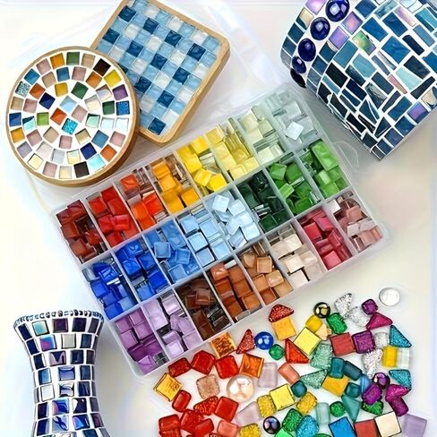 338PCS Glue Down Irregular Tiny Mosaic Tile Hobbies Children Handmade Crystal Craft for Bathroom Kitchen Home Decoration DIY Art Projects in Kuwait