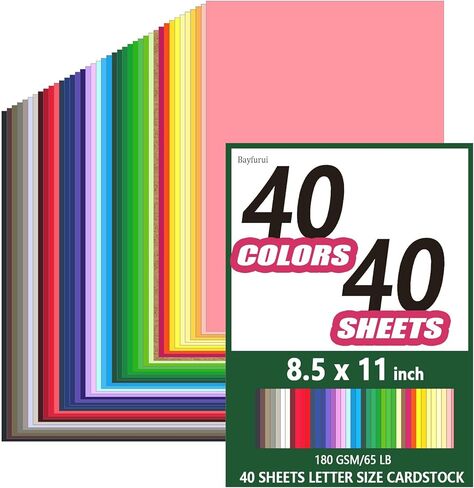 40 Assorted Colored Cardstock, 40 Sheets A5 Construction Paper Card Stock Printer Paper for Printing, Crafting, Scrapbooking, Card Making, Arts&Crafts, School Supplies, Party Decoration (180GSM/65LB) in Saudi Arabia