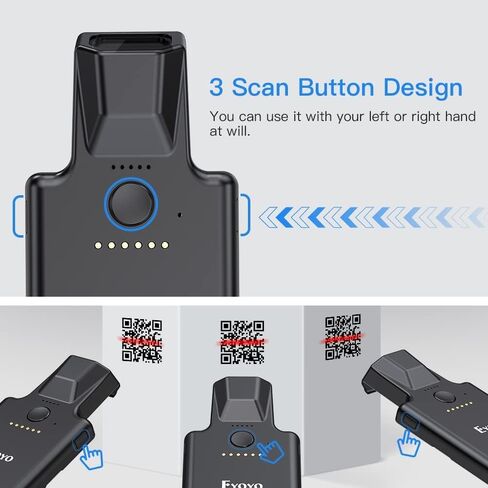 Eyoyo Upgraded Bluetooth Barcode Scanner Compatible with Android iPhone, Portable Wireless Back Clip Reader for 1D 2D UPC ISBN PDF417 Data Matrix and Mobile Inventory in Kuwait