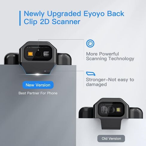 Eyoyo Upgraded Bluetooth Barcode Scanner Compatible with Android iPhone, Portable Wireless Back Clip Reader for 1D 2D UPC ISBN PDF417 Data Matrix and Mobile Inventory in Kuwait