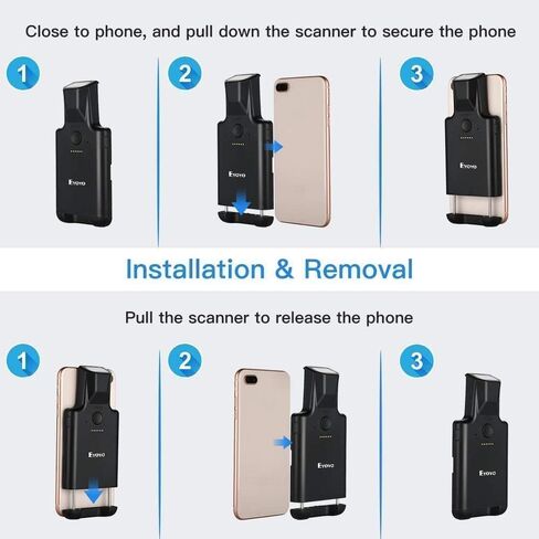 Eyoyo Upgraded Bluetooth Barcode Scanner Compatible with Android iPhone, Portable Wireless Back Clip Reader for 1D 2D UPC ISBN PDF417 Data Matrix and Mobile Inventory in Kuwait
