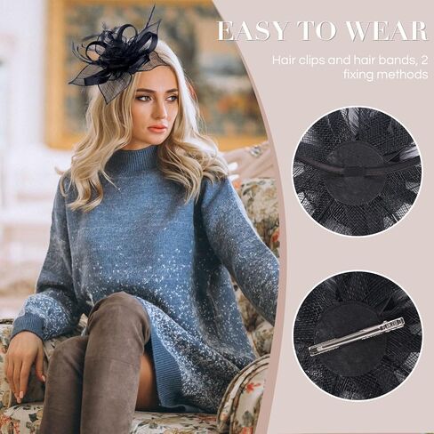 Pretty Jolly Fascinators Hats for Women Tea Party Hat Feather Headwear with Veils for Wedding & Garden Party in Saudi Arabia