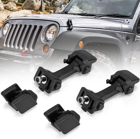 مزلاج غطاء محرك السيارة باللون الأحمر الناري مع دعامة متوافقة مع Wrangler JK 2007 2008 2009 2010 2011 2012 2013 2014 2015 2016 2017 in Kuwait