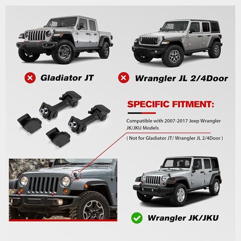 مزلاج غطاء محرك السيارة باللون الأحمر الناري مع دعامة متوافقة مع Wrangler JK 2007 2008 2009 2010 2011 2012 2013 2014 2015 2016 2017 in Kuwait
