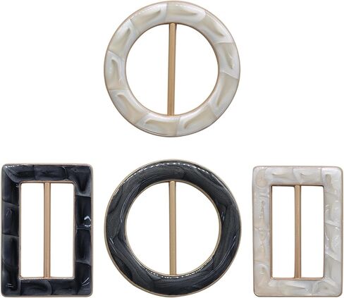 4 قطع من Piutouyar مشبك حلقي للوشاح على شكل رخامي، مشابك تي شيرت مستطيلة ومستديرة، حلقات حزام خصر أنيقة وإبزيم مشبك مشبك للملابس وزر معقود في الزاوية in Kuwait