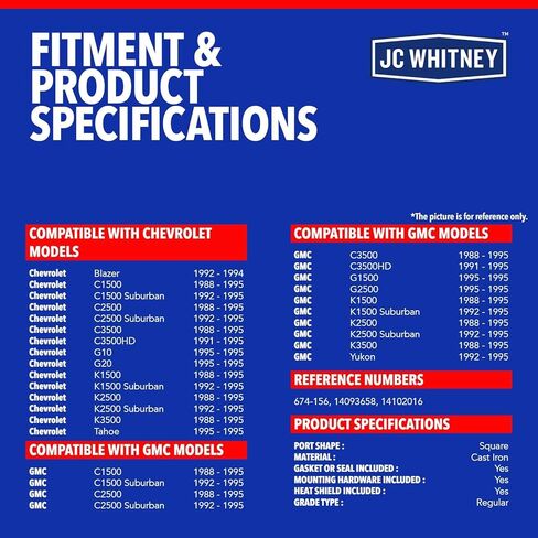 JC Whitney JFBAJCWEMD00021 Right Exhaust Manifold Kit - Compatible with Chevrolet Tahoe 1995, C1500 C2500 K1500 K2500 Suburban 1992-1995, Blazer 1992-1994 - 5.0L 5.7L 6.5L Cyl.8 in Kuwait