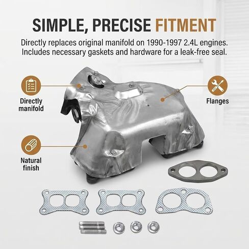 مجموعة مشعب العادم متوافقة مع 1990-1994 Nissan D21 و1995-1997 Nissan Pickup 2.4L 4-Cylinder Engine، استبدال الحديد الزهر مع درع الحرارة وحشيات in Kuwait