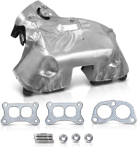 مجموعة مشعب العادم متوافقة مع 1990-1994 Nissan D21 و1995-1997 Nissan Pickup 2.4L 4-Cylinder Engine، استبدال الحديد الزهر مع درع الحرارة وحشيات in Kuwait
