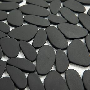Lovdeco Black Pebble Tile Shower Floor, Elongated Mosaic Pebble Backsplash for Wall, Stone Tiles for Bathroom and Outdoor Garden, 5 Sheets, Matte and Flat Surface in Saudi Arabia