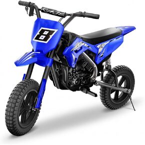 HEIMILI Kids Electric Dirt Bike, 24V Ride on Motorcycle for Kids 6+, Off-Road Toy with Rear Suspension, 12" Pneumatic Tires, Drum Brake, Bluetooth Music, Max 11MPH(Blue, 12" Tire) in Saudi Arabia