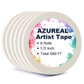 AZUREAL Artist Tape 6 Rolls, White Watercolor Tape for Paper Border, 1/2 Inch Wide and Total 590 FT Long Art Tape, Acid Free Artists Tape for Masking, Drafting and Painting in Saudi Arabia