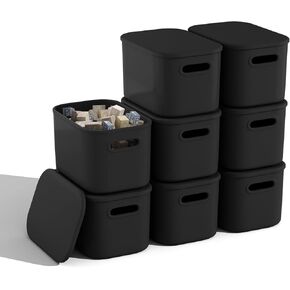 8 Pack Colorful Storage Bins with Lids for Shelves, Classroom Storage Bins, Stackable Colored Bins, Plastic Storage Containers with Lids for Organizing, Storage Boxes for Craft, Art Supplies in Saudi Arabia