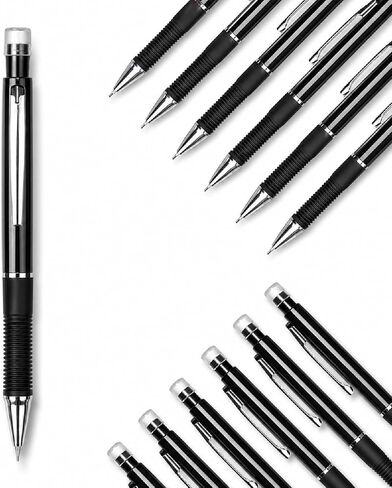 0.7mm Mechanical Pencils, 12 Pack, Smooth Writing Like a Pen, HB Lead, Comfort Grip, Built-In Eraser, Lightweight for School, Office & Drafting, Black. in Saudi Arabia