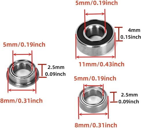 مجموعة قطع غيار بديلة لمحمل كروي للسيارة 30 قطعة (22 MR115RS + 4 MF85ZZ + 4 MR85ZZ) متوافقة مع T-Amiya MF-01X in Kuwait