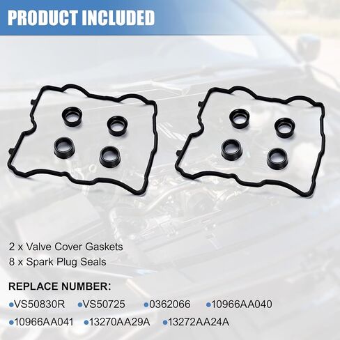 Sorello VS50830R Engine Valve Cover Gasket Set Compatible with Subaru Crosstrek Impreza XV Crosstrek 2.0L, for Forester Legacy Outback 2.5L H4 2013-2019 Gas DOHC Replaces 13270AA190 VS50725 in Kuwait