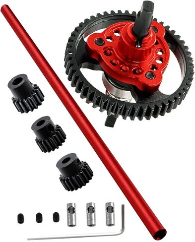 Upgrades Part for 1/10 Slash 4X4/Slash 4X4 VXL,Metal Slipper Clutch Eliminator Differential Locker Gear 52T(32-Pitch) with 15T/17T/19T Pinions Gear & Aluminum Driveshaft Center,Red in Kuwait