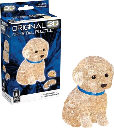 BePuzzled، Poodle، لغز كريستال أصلي ثلاثي الأبعاد، 41 قطعة دعابة للعقل، لغز عرض قابل للتجميع للأطفال والكبار من عمر 12 عامًا فما فوق، مشمش in Kuwait