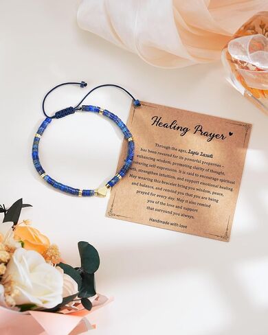 Blue Lapis Lazuli Stone Bracelet – Handmade Healing Crystal Gemstone Dainty Bracelet, Minimalist Style Gift for Her, Perfect Birthday Christmas Gift in Saudi Arabia