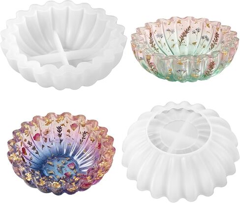 Resin Bowl Mold, 5.24 x 1.65 inches Flower Tray Silicone Molds Epoxy Resin Molds Trinket Container Candle Holder for DIY in Kuwait