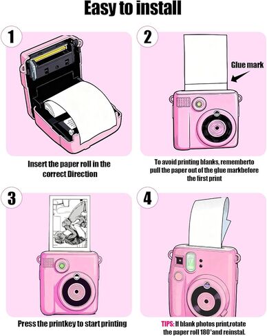 5 Rolls Kids Instant Camera Print Refill Paper for Rongta Z1,UYRUREL Eco-friendly Thermal Printing Paper for Children's Camera,Instant Printing Without Jams. in Kuwait