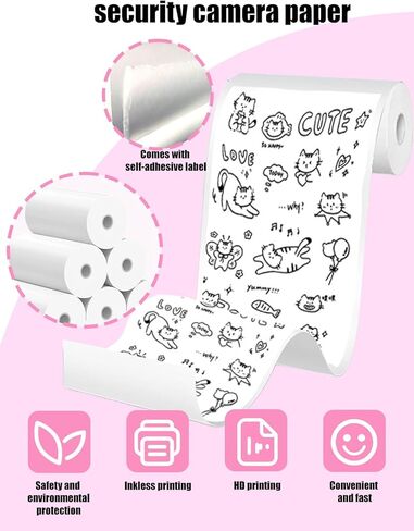 5 Rolls Kids Instant Camera Print Refill Paper for Rongta Z1,UYRUREL Eco-friendly Thermal Printing Paper for Children's Camera,Instant Printing Without Jams. in Kuwait