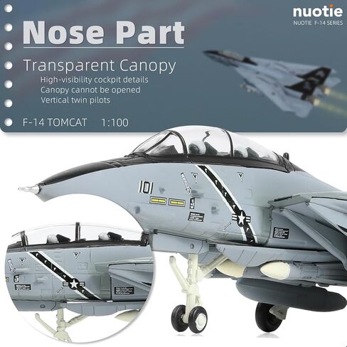 NUOTIE 1/100 F-14B-2 VF-103 Tomcat Fighter Model Diecast مجموعة وضع الطائرة المعدنية جولي روجرز نموذج طائرة عسكرية مع حامل لعرض مجموعة المتحمسين العسكريين البالغين أو هدية in Kuwait