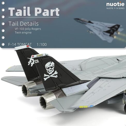 NUOTIE 1/100 F-14B-2 VF-103 Tomcat Fighter Model Diecast مجموعة وضع الطائرة المعدنية جولي روجرز نموذج طائرة عسكرية مع حامل لعرض مجموعة المتحمسين العسكريين البالغين أو هدية in Kuwait