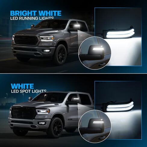 Sequential LED Side Tow Mirror Marker Light for 2025-2026 Do'dge Ram 1500, 2023-2026 Ram 2500 3500 Amber Mirror Turn Signal Indicator & White Daytime Running Light Smoked Lens in Kuwait