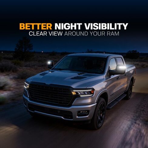 Sequential LED Side Tow Mirror Marker Light for 2025-2026 Do'dge Ram 1500, 2023-2026 Ram 2500 3500 Amber Mirror Turn Signal Indicator & White Daytime Running Light Smoked Lens in Kuwait