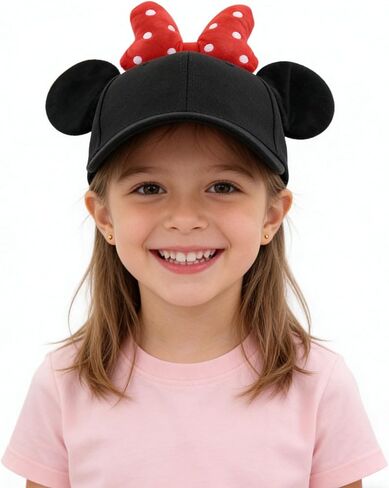 RARITYUS Cute Bow Cartoon Mouse Kids Baseball Cap, Adjustable Canvas Summer UV Protection Sun Hat for Boys Girls in Saudi Arabia
