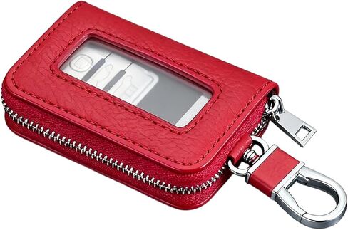 1PC Car Key Fob Case, Leather Car Key Holder for Purse, Automotive Smart Key fob Holder with Hook, for Remote Key Fob in Kuwait
