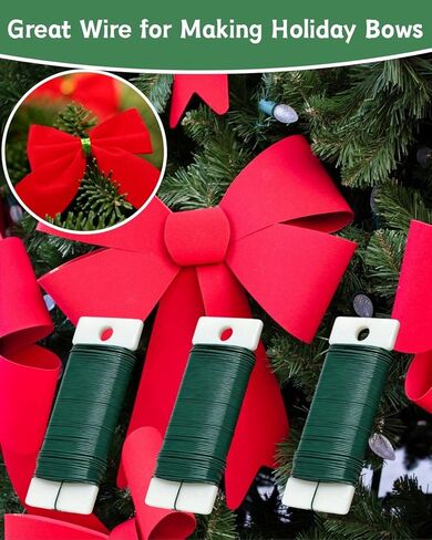 22 Gauge Green Floral Wire for Christmas Wreath Crafts Bow Garland Making,Flower Wire for Christmas Tree Ornaments,Florist Wires for Wedding Arrangements, Garden Projects (3 Pack 117 Yards) in Saudi Arabia